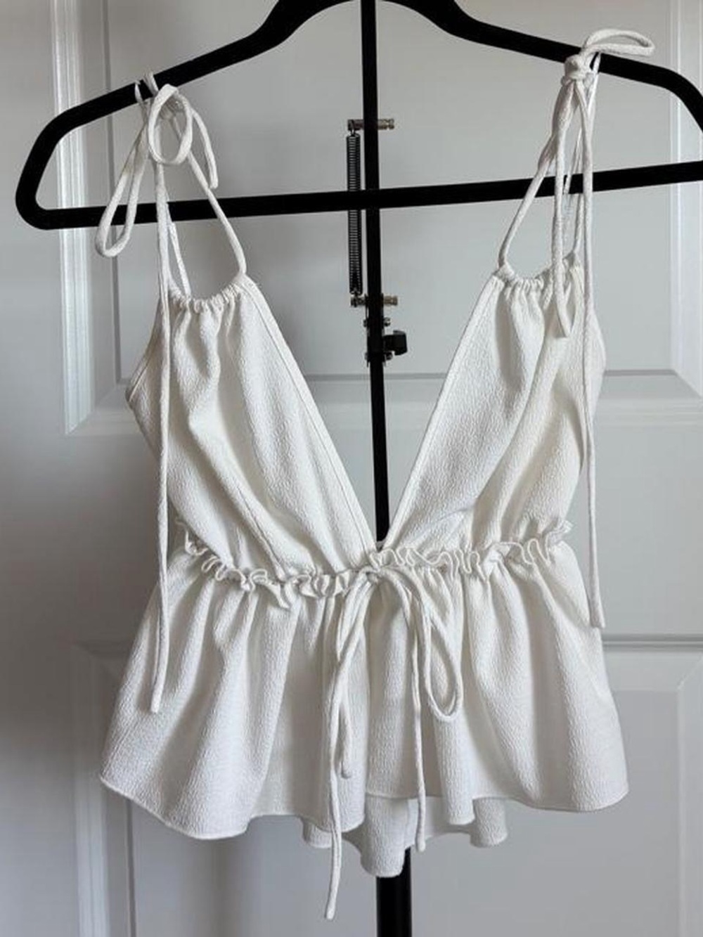 HYFVE White Tie-Shoulder Peplum Camisole